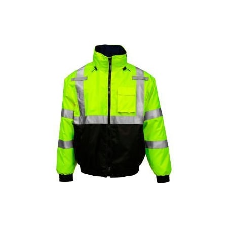 Tingley Tingley Bomber 3.1 Hi-Vis Hooded Jacket, Zipper, Fluorescent Yellow/Green/Black, XL J26172.XL